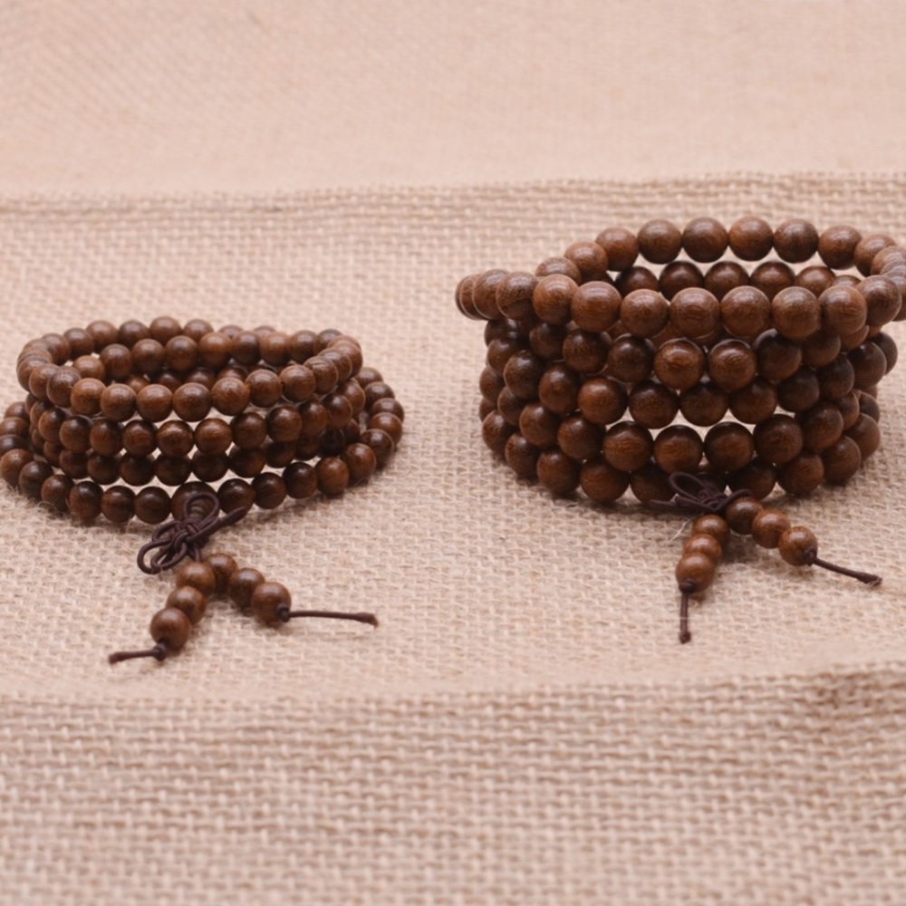Wood mala necklace / bracelet & beautiful silk bag - Picture 6 of 10
